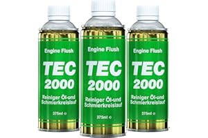 TEC 2000 3 x Engine Flush 375ml | Entretien du Moteur | Rinçage du Moteur et des Boues d'Huile pour Moteurs à Essence Diesel ou à Gaz | Additif de Nettoyage du Moteur | Rinçage Sûr du Système d’Huile