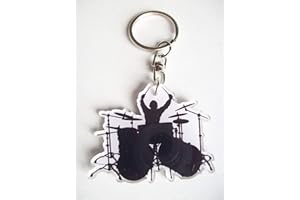 Music Legends collection Porte-clés en forme de silhouette de batteur et sa batterie Noir Métal Novelty Clé USB Unisexes-Jeunes Masculin Noir