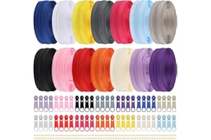 DOITEM Juego de cremalleras de nailon de 2,8 mm y 39,2 m con deslizador y cremallera para costura y manualidades, 14 colores