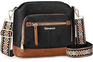 RAINSMORE Cross Body Bag Women Waterproof PU Leather Medium Crossbody Bag with Multi-Pocket Women Handbags & Shoulder Bag with Adjustable Wide Strap