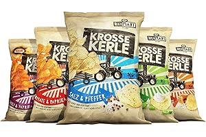 ‎HEIMART Krosse Kerle Chips | 5er Kennlernbox | HeiMart | 5 Tüten - 5 Sorten | 5 x 115 g