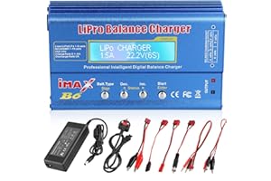 UPROZIL 80W Lipo Battery Charger, Lipo Battery Balance Charger, 6A Rc Battery Charger with Complete power cord, AC Power Adapter for LiPo, Li-ion, NiMH, Li-ion, Li-Fe, NiCd, Rc Hobby, Pb,Blue