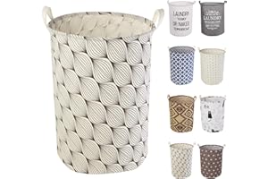 LessMo 19.7" Cestello portaoggetti per Cesto della Biancheria, cesti per Biancheria Pop-up Pieghevoli, Lino Cotone Impermeabile Rotondo