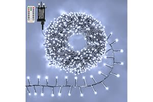 Ollny Outdoor Cluster Christmas Lights - 15m 1000LEDs Xmas Tree Fairy Lights Mains Powered with Plug/Green Cable/8 Modes/Timer/Remote, Waterproof String Lights for Garland Outside Indoor Decoration