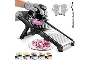 MASTERTOP Mandoline Inox à Légumes Réglable, Trancheuse de Cuisine Professionnel, Mandoline Japonaise Manuelle Multifonctionnelle avec Lames Tranchantes pour Différents Epaisseurs de Coupe
