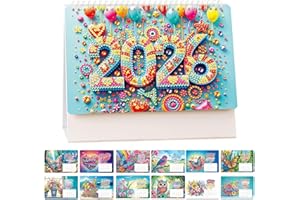 Skeadex Diamond Painting Kalender 2026, Diamond Painting Weihnachten Tischdeko Weihnachtsmann Diamont Painting Tischkalender zum Aufstellen DIY Diamant Malerei Aufsteller für Geschenk 2026 (B)