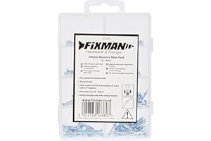 Fixman 875781 Confezioni 200 Pezzi di Chiodi per Muratura, Grigio
