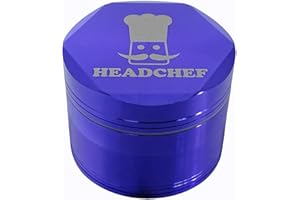 Headchef Hexcellence Metal Herb and Spices Grinder with Sifter Scraper – 4 Piece Grinder, 55mm (Purple)