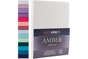 DecoKing, Lenzuola con Angoli, in 100% Jersey di Cotone, Collezione White Amber, Cotone, Argento, 120 x 200 cm - 140 x 200 cm Amber