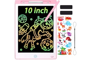 Sofore LCD Schreibtafel 10 Zoll Bunter Bildschirm, LCD Writing Tablet Doodle Scribbler Pad Lernen Lernspielzeug-Geschenk für Kinder Kinder Erwachsene Home School Office (Rosa)