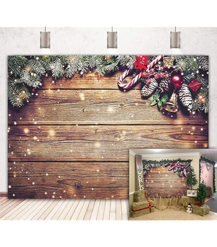 AIIKES Weihnachts-Fotohintergrund 3x3m – Mit Weihnachtsbaum, Schneeflocken & Geschenken, Aus Vinyl, Für Studio, Party, Dekoration