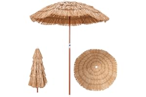 COSTWAY Hawajski parasol przeciwsłoneczny, Podstawa nie jest dołączona, ochrona przed UV, parasol ze słomy, do ogrodu, na plażę, na taras
