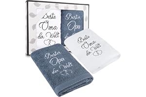 Rebundex Oma und Opa Geschenke Handtuch 35 x 75 cm Oma Geschenk Opa Geschenk Geburtstag Geschenke für Großeltern Geschenke für Oma Opa Weihnachten