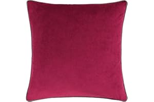 furn. Meridian Cushion Cover – Luxury Contrast Piped Velvet Decorative Case (Cranberry/Mocha - 45x45cm)