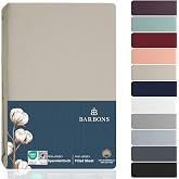 Fitted Sheet 160 x 200 cm, 100% Premium Cotton for Single Bed, Piazza and Mezz Mattress Cover up to 25 cm Oeko-Tex Certified