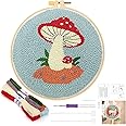 JSRQT Punch Needle Embroidery Starter Kits Mushroom Starter Kits for Adults Handcraft Cross Stitch Beginner Rug Hooking Kit for Beginners Tool