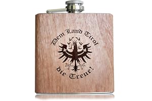 Pixelstudio Dem Land Tirol die Treue Holz Flachmann Tiroler Adler Wappen Geschenk Männer & Frauen mit Gravur & Spruch