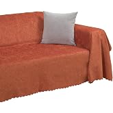 Latuda Home Premium Koltuk &Ouml;rt&uuml;s&uuml; 175x300 LARGE Gramajlı Jakarlı Ş&ouml;nil Kiremit | Kanepe &Ouml;rt&uuml;s&uuml; | Kaymaz