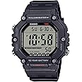 Casio Men's Watch AE-1600H-1AV – Resin, Water Resistant 10 Bar, Large LCD, Stopwatch, Alarm, LED Light, Black/White, strip