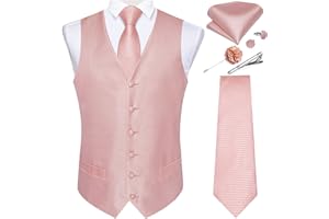 DiBanGu Paisley Waistcoat and Formal Necktie with Lapel Pin Brooch Tie Clip Mens Vest Tie Set Silk Pocket Square Cufflinks Wedding Business