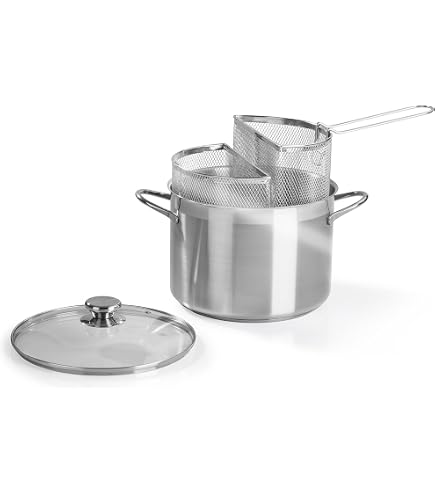 Casserole à Asperges Acier Inoxydable 16x21 Cm - Avec Panier Amovible - Pour Pâtes, Légumes, Cuisson Vapeur