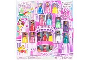 Disney Princess - Townley Girl Castlebox Nietoksyczny lakier do paznokci w peel-off | Zestaw upominkowy dla dzieci Małe dziewczynki, Pierwsza Księżniczka | Nieprzezroczyste kolory, wiek 3+ (18 szt.)