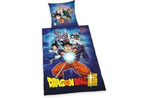 Herding Juego de Cama Dragonball Super, Funda de Almohada de 70 x 90 cm con Cremallera y diseño Reversible, Funda nórdica de 140 x 200 cm, con Cremallera, 100% algodón/Renforcé