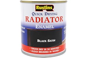 RUSTINS Quick Drying Radiator Enamel Satin - Black 250ml – Durable, Long-Lasting Finish for Radiators That Stands the Test of Time