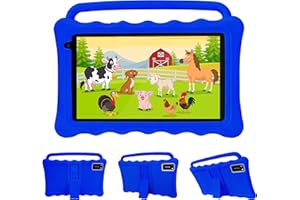 BYYBUO Kids Tablet, 7 Inch Android 12.0 GO Tablet for Kids, 1920 * 1200 Full HD Eye Protection Screen Toddler Tablets with Shockproof Case, Parental Control,The Best Gift for Children 7 Colors (Blue)