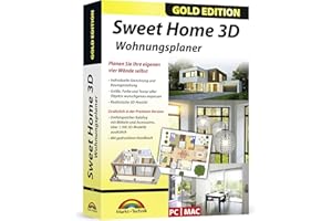 Sweet Home 3D Wohnungsplaner - mit zusätzlichen 1.100 3D Modelle und gedrucktem Handbuch, ideal für die Architektur, Haus und Wohnplaner - für Windows 11-10-8-7-Vista-XP & MAC