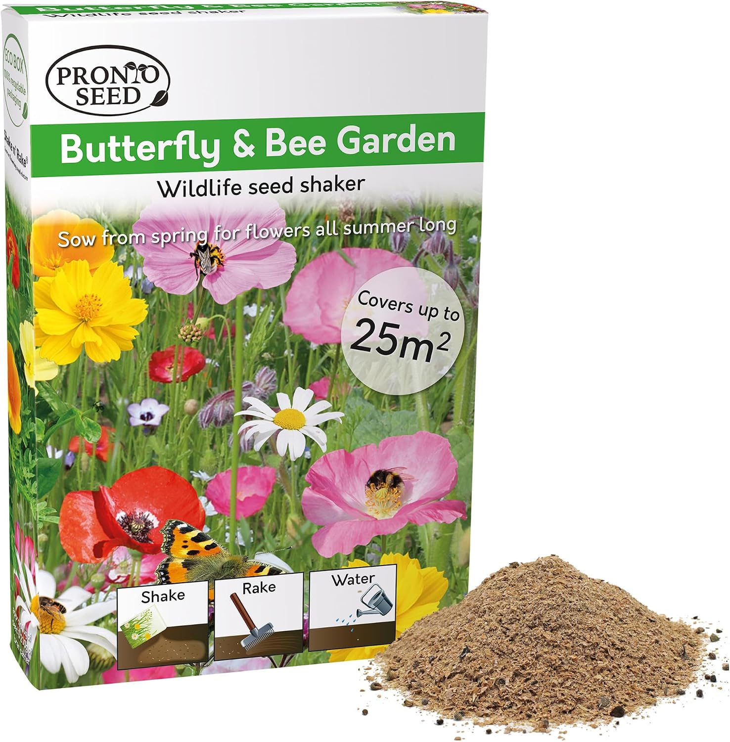 Pronto Seed Wild Flowers Seeds - UK Mixed Variety Pack - Selected Wildflower Seed Mix for Garden & Meadow Areas - Native British Blooms, Covers 25m2 (Butterfly and Bee Garden)
