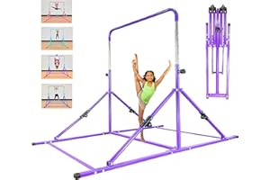 MARFULA Adjustable Gymnastic Bar with Mat Kip Bar with Fiberglass Rail & 304 Stainless Steel Arms for Kids and Gymnast Exercise Home and Gym Club Use