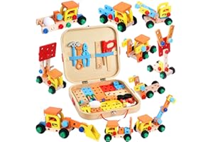 Atoylink Cassetta Attrezzi Bambini Giochi Legno 2 3 4 5 Anni, Attrezzi da Lavoro in Legno STEM Giocattolo da Costruzione Giochi Montessori Gioco Educativo Regalo per Bambino 2 3 4 Anni