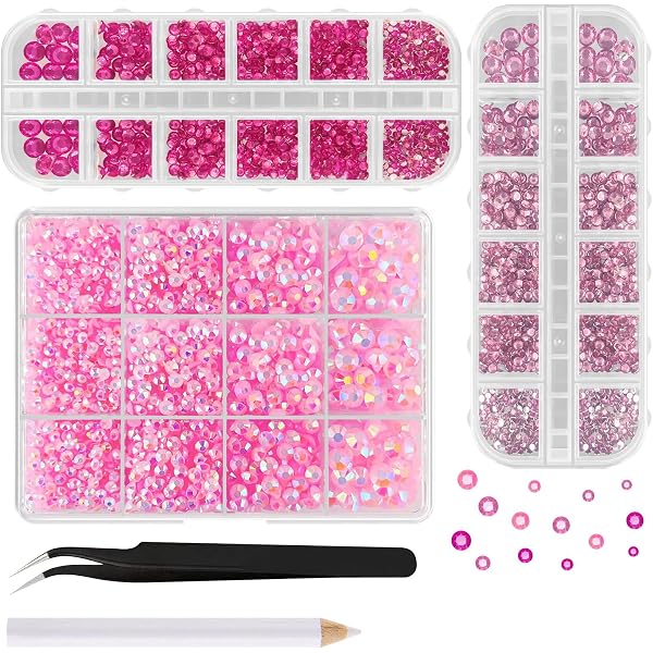 28.000 Strass In Resina Rosa Chiaro, 2-6 Mm, Strass Con Retro Piatto - 14