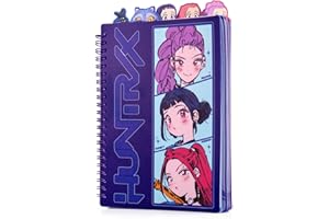 KPop Demon Hunters™ Huntr/x Journal à onglets avec 80 pages lignées, reliure à spirale, format carnet de notes 15,2 x 20,3 cm, produit officiel KPop Demon Hunters pour fans de K-Pop, étudiants