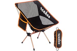 reakoo Sedie Campeggio Pieghevoli, Leggera Sedia da Campeggio, Sedia Pieghevole Portatile con Custodia Laterale, per Esterni, Picnic, Spiaggia, Giardino, Pesca, Festival