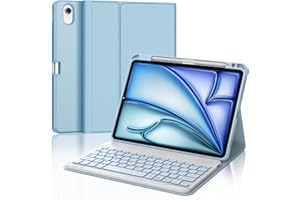 IVEOPPE Funda Teclado iPad Air 11 (M2 2024/M3 2025), Cover Teclado Español Ñ Retroiluminación Bluetooth Magnética Desmontable para iPad Air M2 2024/M3 2025 11 Pulgadas, Azul Cielo