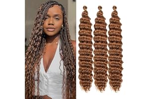 LABOOE Ocean Wave pleciona fryzura dla czarnych kobiet, głęboka fala, crochet Hair Ocean Wave Crochet, syntetyczne przedłużenie włosów do warkoczy w stylu boho (30#, 61 cm, 3 opakowania)