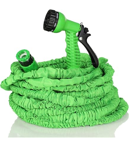 Tuyau D'Arrosage Extensible 30m Avec 10 Buses - Noyau Latex 3 Couches - Laiton
