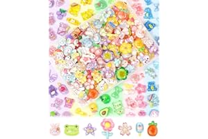 UCLEVER Lot de 100 breloques mignonnes Slime – Breloques Kawaii en résine pour artisanat, mini décorations acryliques pour téléphone portable, scrapbooking et décoration