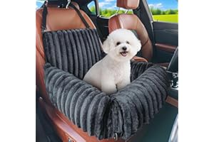 MIXJOY Hunde Autositz für kleine bis mittlere Hunde, Waschbarer Ansteckbare Leine verdickter Memory-Schaum-Füllung, Hundebett Auto für Rückbank Vordersitz, Grau