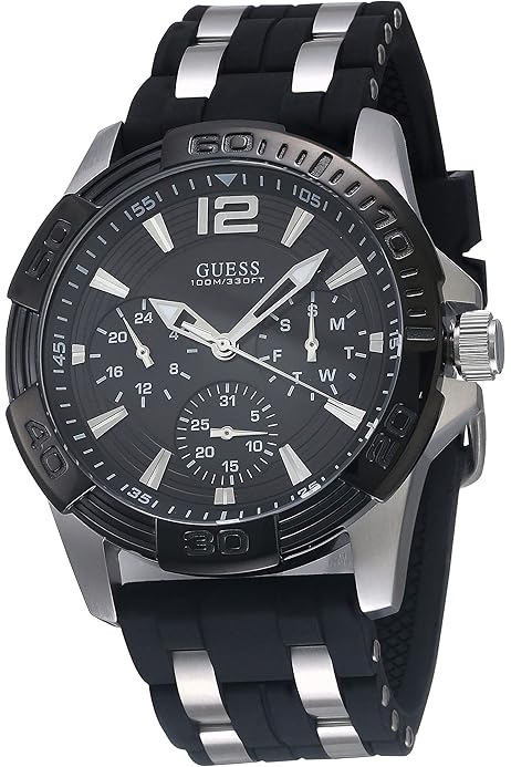 Guess Men's Sports Chronograph Black Dial Stainless Steel Band Watch -  U0598G3: Buy Online at Best Price in Egypt - Souq is now Amazon.eg