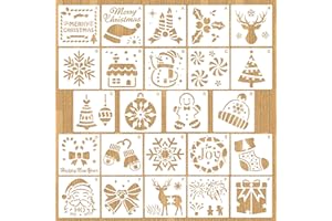 ‎HOWAF HOWAF Weihnachts schablonen Set, 24 Stück Kunststoff Zeichenschablonen Malschablonen, Schablonen Wiederverwendbar für Scrapbooking Fotoalbum, DIY Geschenkkarten, Geschenke Weihnachten Kinder