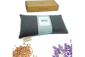 SAKITO Saco Termico Microondas (25x12 cm) - Cojin Termico Natural para Dolores Menstruales - Uso Caliente o Frio - Gran Retencion de Calor - Tela de Primera Calidad - Aroma a Lavanda - Caja Incluida