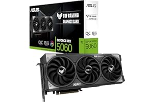 ASUS TUF Gaming GeForce RTX 5060 OC Edition 8GB GDDR7 Gaming Graphics Card (Nvidia GeForce RTX5060 DLSS 4, 3,125 Slot Design, PCIe 5.0, 3X DisplayPort 2.1b, 1x HDMI 2.1b, TUF-RTX5060-O8G-GAMING)