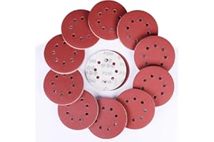 Sruhrak 100 Pcs Sanding Discs, 125mm Sanding Pads Set Hook and Loop 240 Grits Sandpaper for Random Orbital Sander