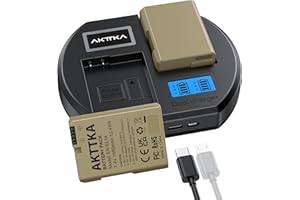 AKTTKA EN-EL14 Batteries 1680mAh Pack de 2 & Chargeur Double Slot PD10W Rond pour Nikon D3100/D3200/D3300/D3400/D3500/D5100/D5500/P7100/P7200/P7800/Df, Affichage LCD & Compatibilité DSLR/Hybride