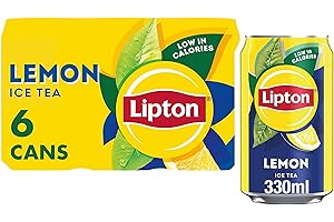 Lipton​ Lemon​ Ice Tea Can 330 ml (Pack of 6), low calorie​ soft drink​, ​100% black tea extract