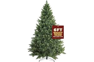 Festive Fix Artificial Christmas Tree 6FT – 700 Tips Full & Realistic Green Xmas Tree with PVC Branches, Metal Stand – Easy Setup 6 Foot Christmas Tree for Living Rooms
