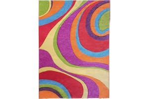 SrS Rugs® Candy Rainbow Rug - for Living Room, Lounge, Hallway, Kids Room, Playroom, Nursery - Boys & Girls - Hippy - Pride - Brighten Your Home (Swirls, 80cm x 150cm)